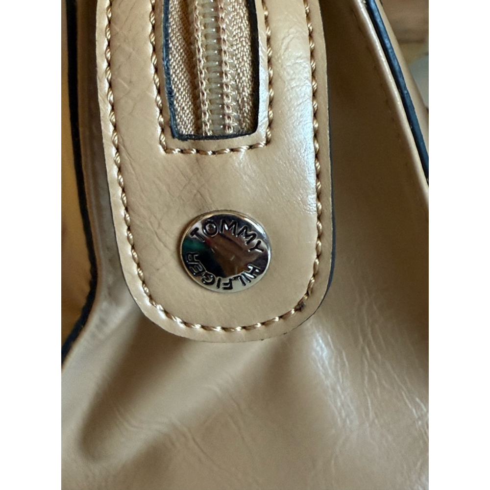 Tommy Hilfiger Double Top Handle Removable Shoulder Strap Beige Small Bag Purse - Picture 8 of 10